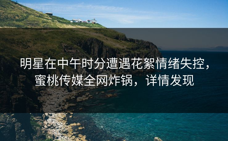 明星在中午时分遭遇花絮情绪失控，蜜桃传媒全网炸锅，详情发现