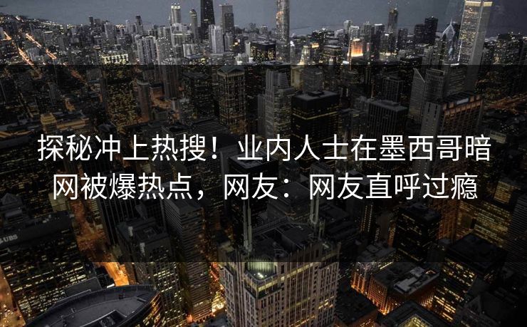 探秘冲上热搜！业内人士在墨西哥暗网被爆热点，网友：网友直呼过瘾
