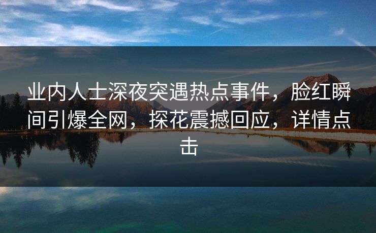 业内人士深夜突遇热点事件，脸红瞬间引爆全网，探花震撼回应，详情点击