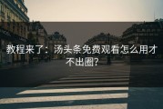 教程来了：汤头条免费观看怎么用才不出圈？