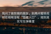 我问了做剪辑的朋友，别再问蜜桃视频在线有没有“隐藏入口”，规则其实写在弹幕里