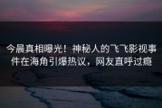 今晨真相曝光！神秘人的飞飞影视事件在海角引爆热议，网友直呼过瘾
