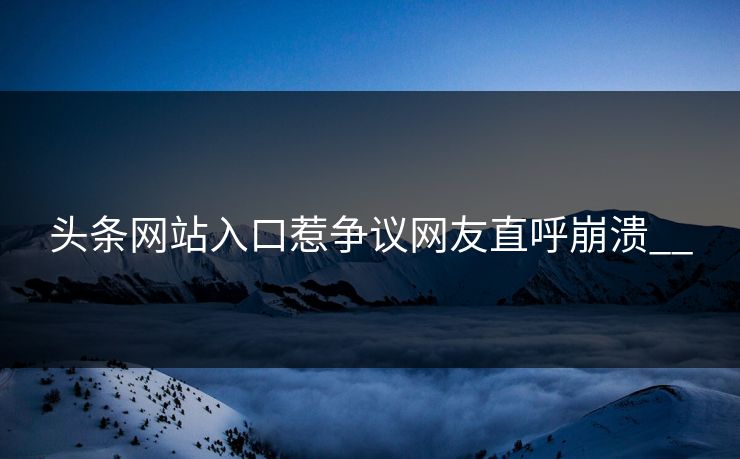 头条网站入口惹争议网友直呼崩溃__