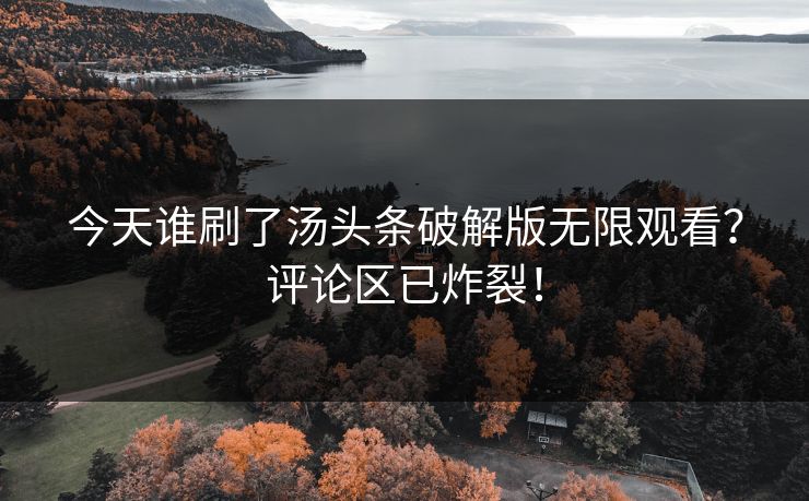 今天谁刷了汤头条破解版无限观看？评论区已炸裂！