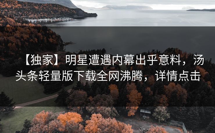 【独家】明星遭遇内幕出乎意料，汤头条轻量版下载全网沸腾，详情点击