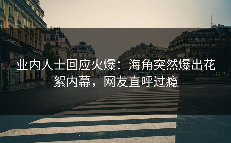 业内人士回应火爆：海角突然爆出花絮内幕，网友直呼过瘾