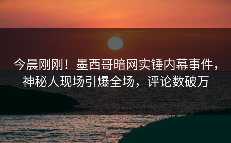 今晨刚刚！墨西哥暗网实锤内幕事件，神秘人现场引爆全场，评论数破万