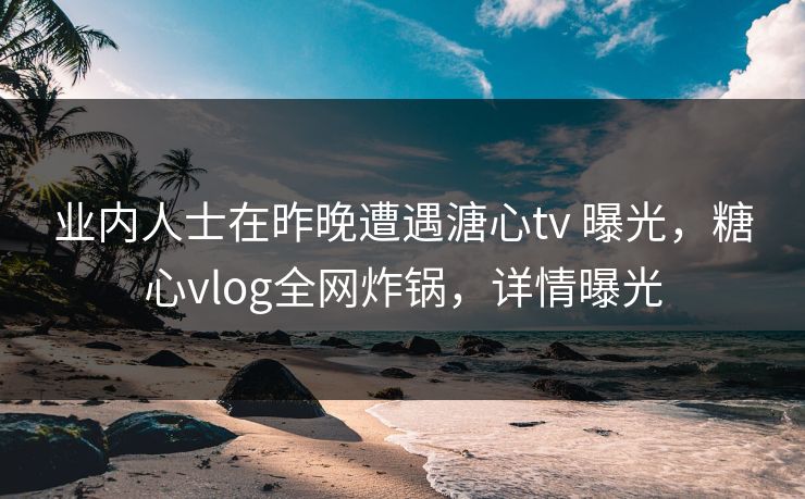 业内人士在昨晚遭遇溏心tv 曝光，糖心vlog全网炸锅，详情曝光
